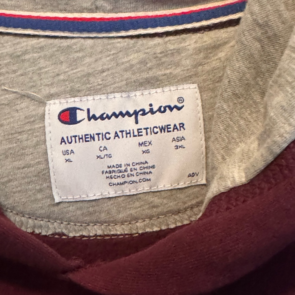 Champion hoodie in burgundy.  Size XL men’s.